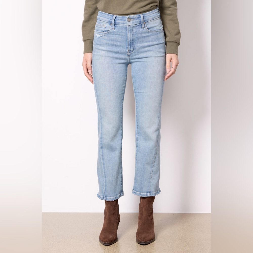 ☀️🔥Good American - Light Blue Good Legs Cropped Mini Boot Jeans - 10 - Picture 1 of 6